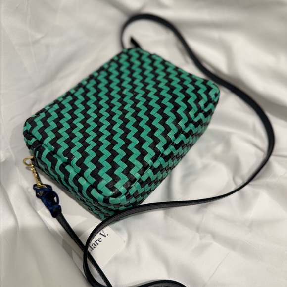 Clare V Woven Zig Zag Midi Sac (Green and Black) With Tags - Picture 2 of 4